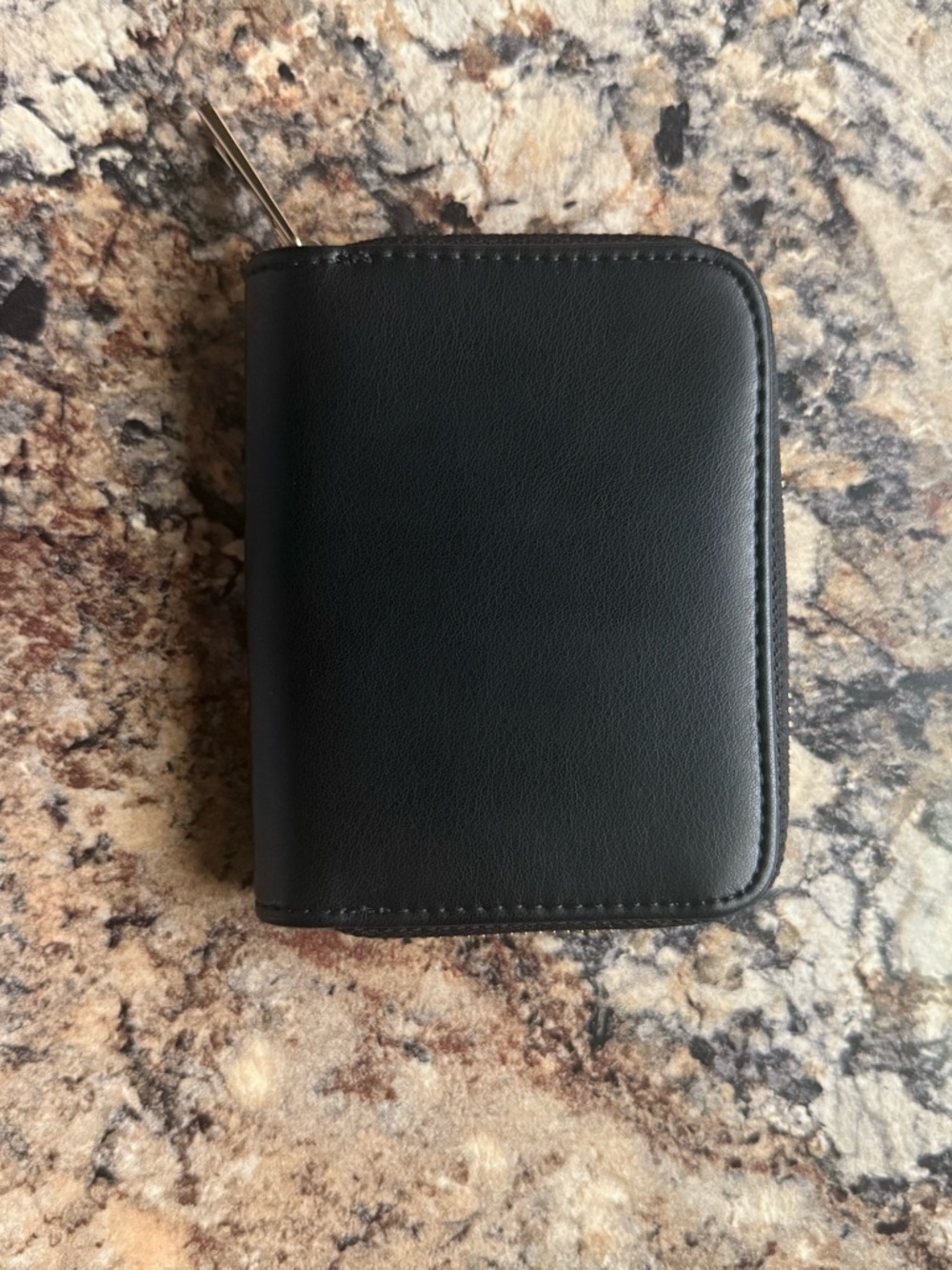 Compact Black Zip Wallet